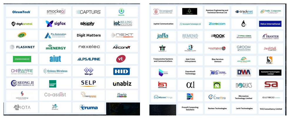 Logos of Tranter global OEMs and technology partners across IoT, smart buildings, access control, networking, energy and industrial infrastructure